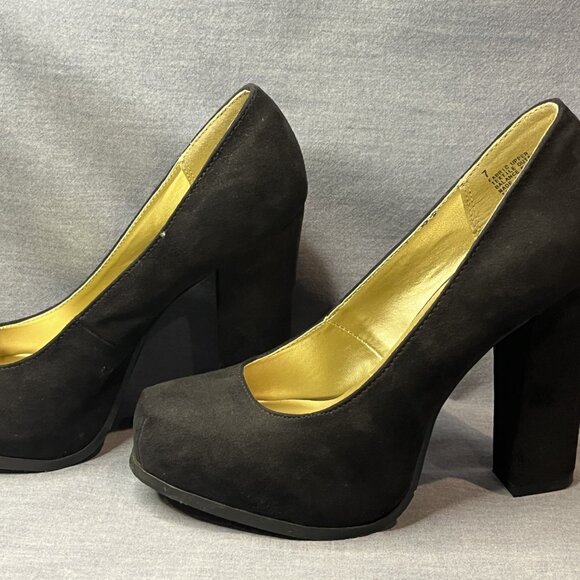 Mossimo Vintage Faux Suede Hidden Platform Pumps Black Size 7 VGUC - Picture 6 of 9